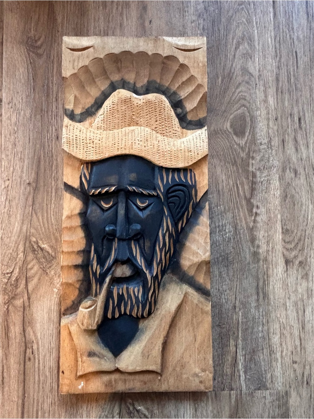 Signed Hand Carved Wooden Wall Art. Folk Art Plaque/Rustic Cabin Decor